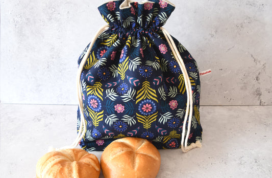 Handgenähter 3-in-1 Brotbeutel "Livia" aus Baumwolle und Innenfutter aus Leinen von Fabelhaftewerkstatt.