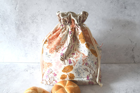 Handgenähter 3-in-1 Brotbeutel "September" aus Baumwolle und Innenfutter aus Leinen von Fabelhaftewerkstatt.