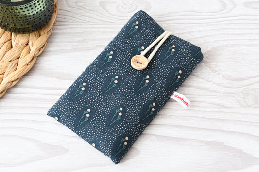 Handgenähte Stoff-Handytasche und Brillenetui mit hübschem Blumenmuster von Fabelhafte Werkstatt Bremen.