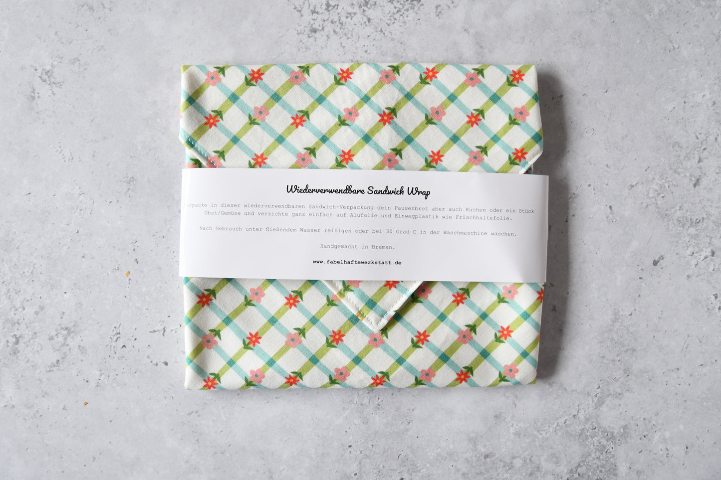 Wiederverwendbarer Sandwich Wrap - Karoline grün