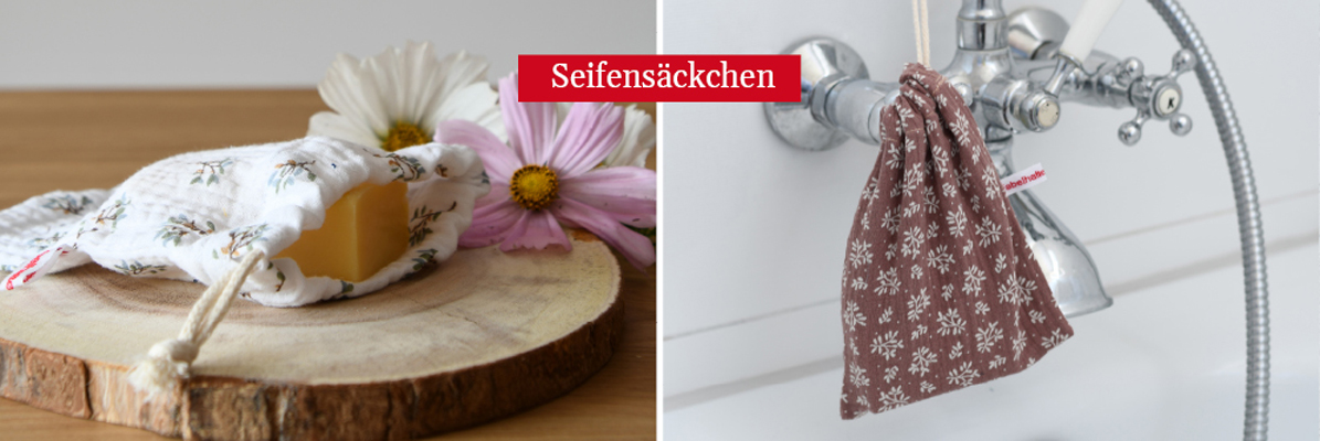 Handgenähte Seifensäckchen