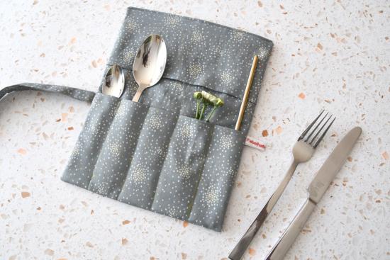 Besteckrolle "Glitter auf grau"