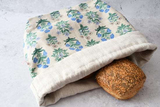 Preview: Brotbeutel, Aufbewahrung von Brot - "Elodie blau"