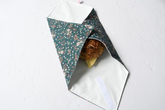 Preview: Sandwich-Wrap "Blümchen auf petrol"