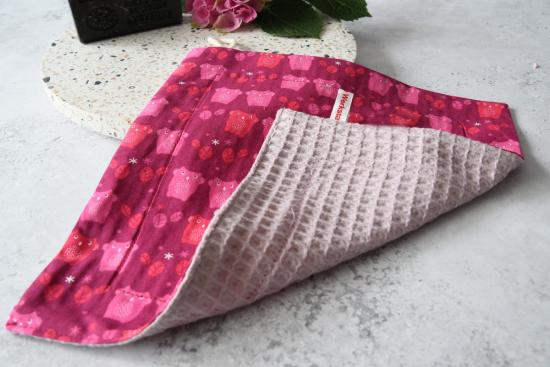 Putztuch, Spültuch aus Baumwolle - "Rosa Eulen"