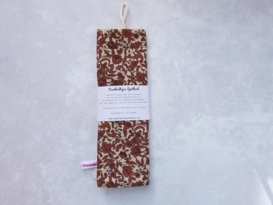 Spültuch, Reinigungstuch - "Braune Blumen auf creme"