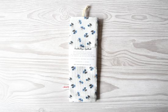 Preview: Spüllappen, Reinigungstuch - "Blaue Blumen auf weiß"