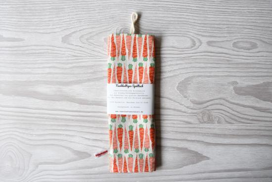 Preview: Spüllappen, Reinigungstuch - "Möhren auf weiß"