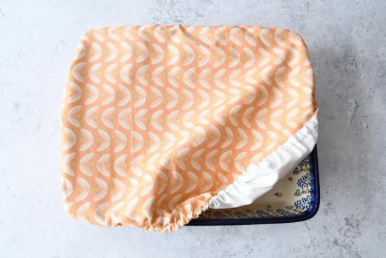 Preview: Rechteckige Abdeckhaube "Blätterranken auf Apricot"