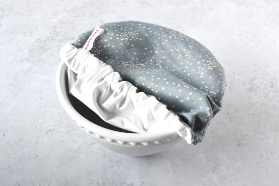 Schüsselhaube "Glitter auf grau"