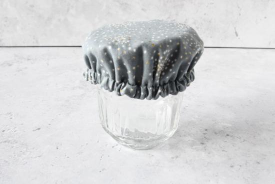 Schüsselhaube "Glitter auf grau"