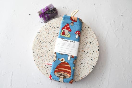 Preview: Spültuch, Putztuch - "Fliegenpilze auf blau"