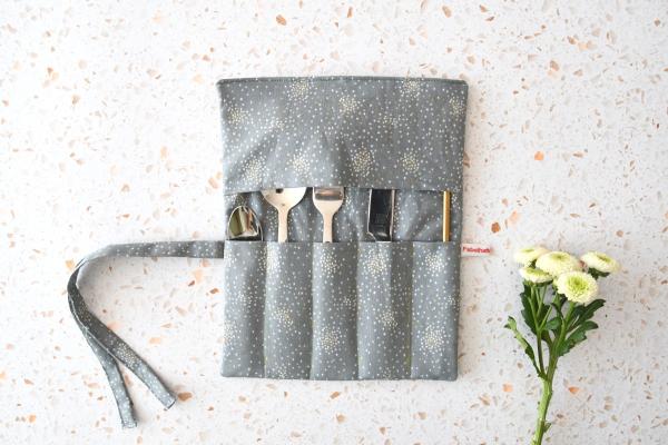 Besteckrolle "Glitter auf grau"