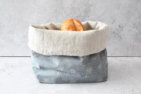 Brotbeutel, Aufbewahren von Brot - "Glitter auf grau"