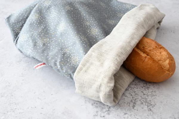 Brotbeutel, Aufbewahren von Brot - "Glitter auf grau"