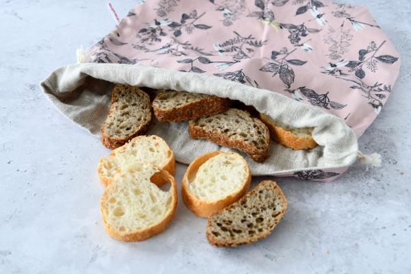 Brotbeutel, Brotkorb, Brot lange frisch halten - "Libellen auf rosa"