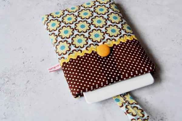 eBook-Reader-Tasche "Retroblumen mit braun"
