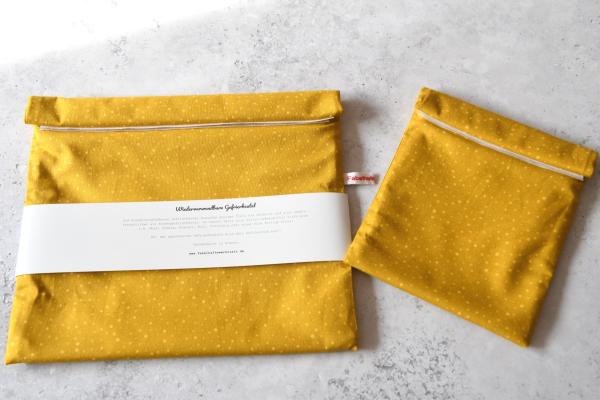 Gefrierbeutel wiederverwendbar, nachhaltig - "Yellow dottie"
