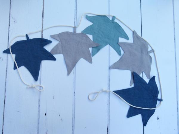 Girlande "Ahornblatt blau-grau-türkis"