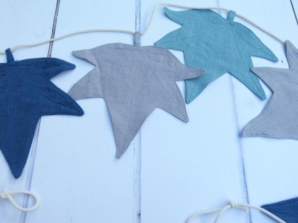 Girlande "Ahornblatt blau-grau-türkis"