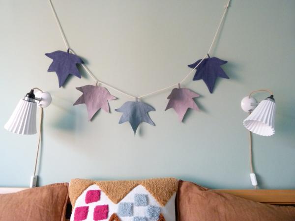 Girlande "Ahornblatt blau-grau-türkis"