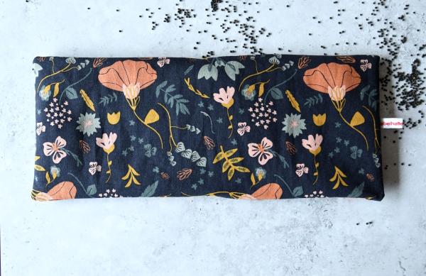 Rapssamenkissen "Herbstliche Blumen auf blau"