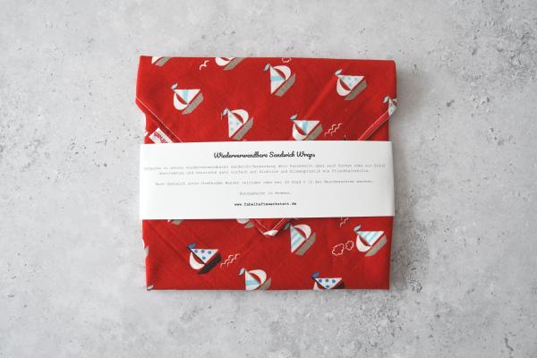Sandwich-Wrap "Segelboote auf rot"