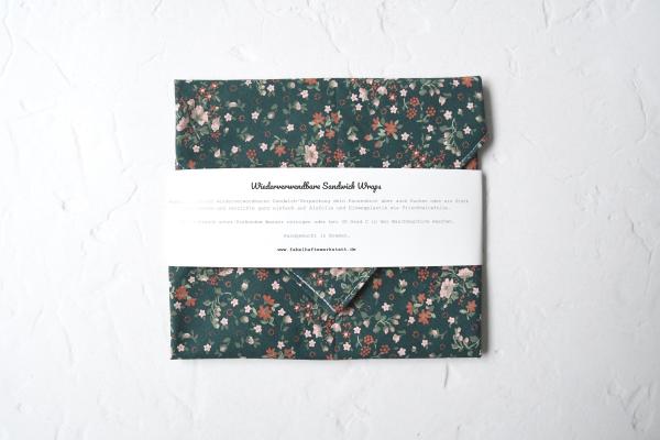 Sandwich-Wrap "Blümchen auf petrol"