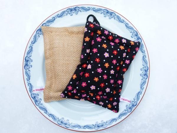 Spülschwamm, Scheuerschwamm,  2er Set - "Blumen auf schwarz"