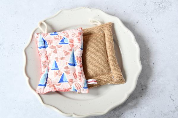 Spülschwamm, Scheuerschwamm, 2er Set - "Blaue Segelboote"