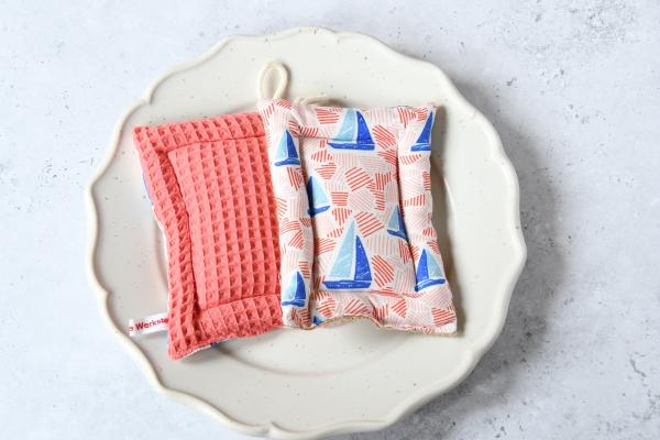 Spülschwamm, Scheuerschwamm, 2er Set - "Blaue Segelboote"