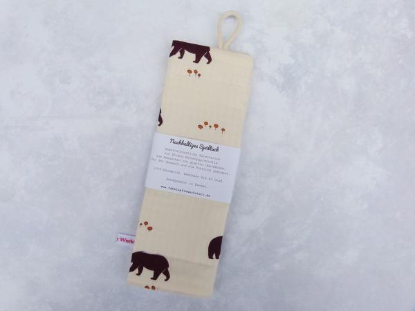 Spüllappen, Putztuch - "Braune Bären auf creme"