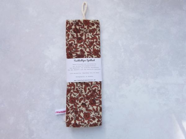 Spültuch, Reinigungstuch - "Braune Blumen auf creme"