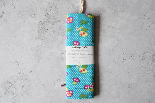 Spüllappen, Putztuch - "Bunte Fliegenpilze auf türkis"