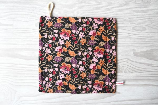 Spültuch, Reinigungstuch - "Blumenmuster auf schwarz"