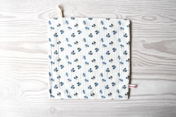 Spüllappen, Reinigungstuch - "Blaue Blumen auf weiß"