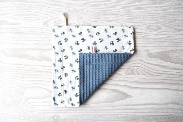 Spüllappen, Reinigungstuch - "Blaue Blumen auf weiß"