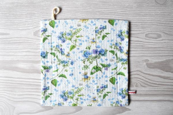 Spültuch, Putztuch - "Blaue Hortensien auf weiß"