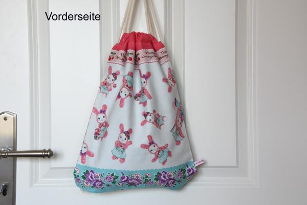 Turnbeutel für Kinder "Rosa Häschen"