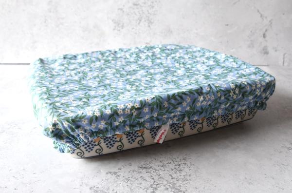 Rechteckige Abdeckhaube "Kleine Blümchen auf blau"