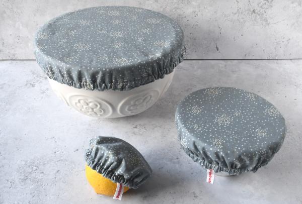 Schüsselhaube "Glitter auf grau"