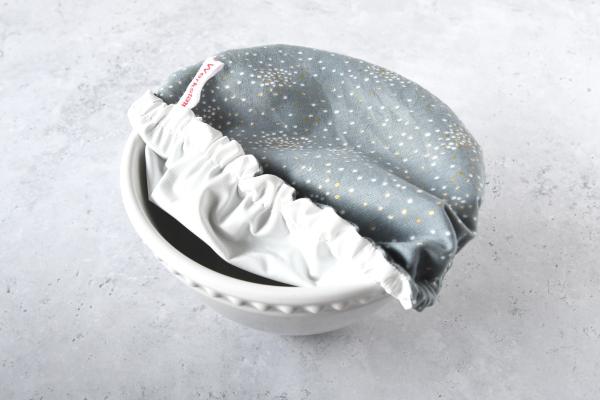 Schüsselhaube "Glitter auf grau"
